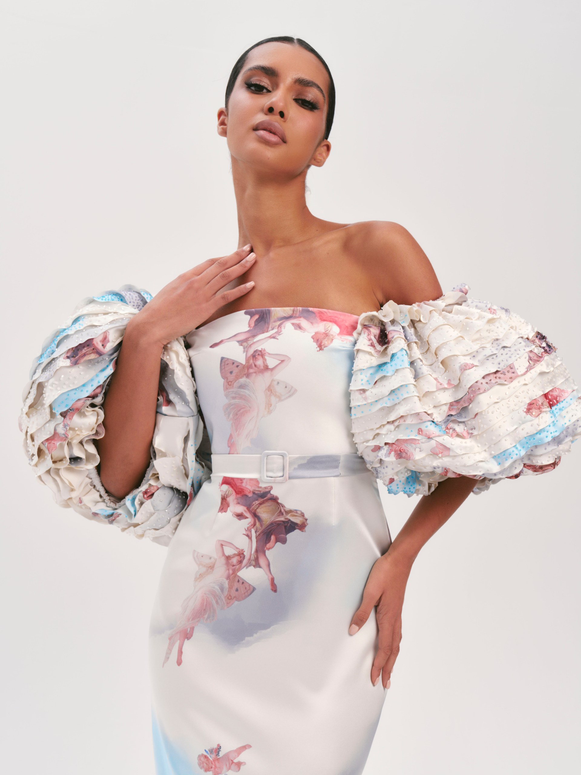 Floor-length satin dress