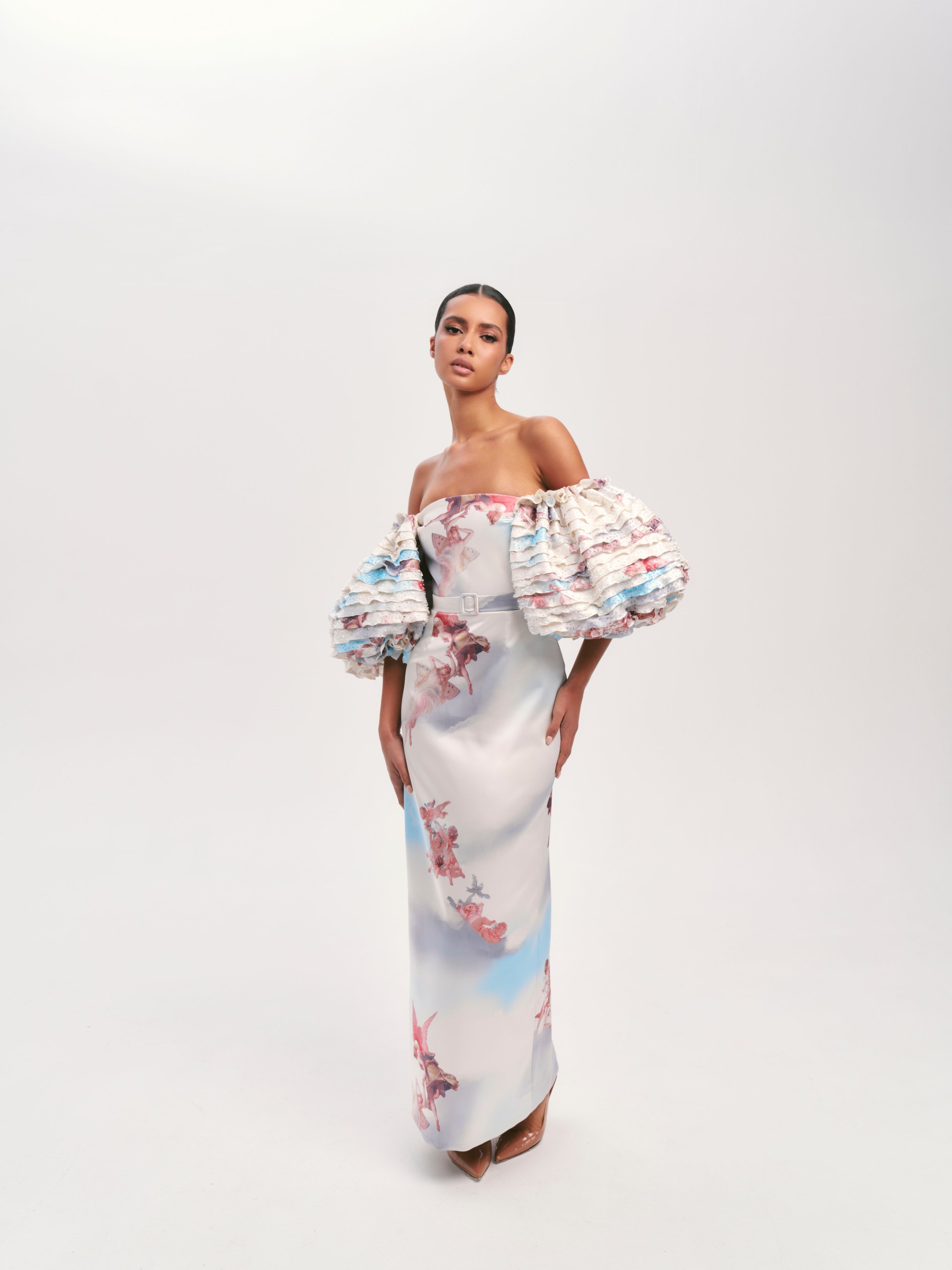 Floor-length satin dress