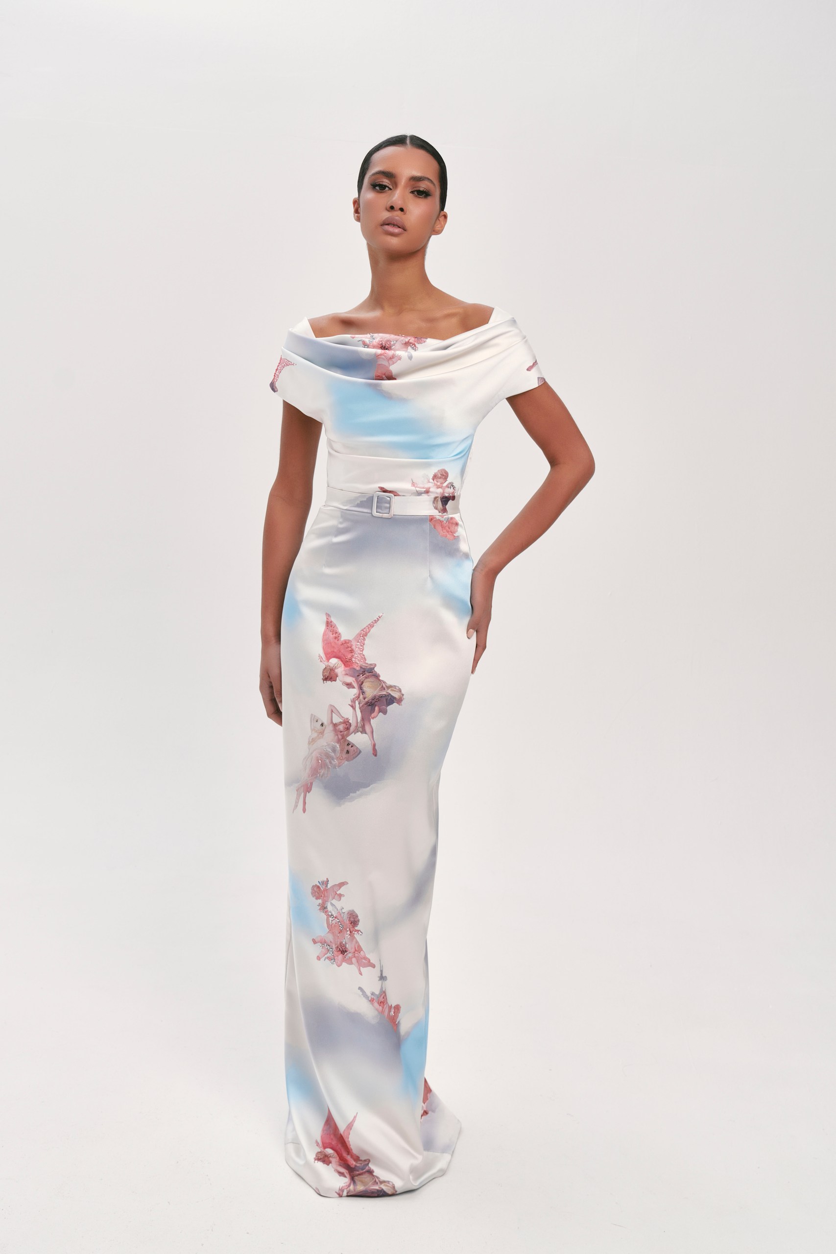 Floor-length satin dress