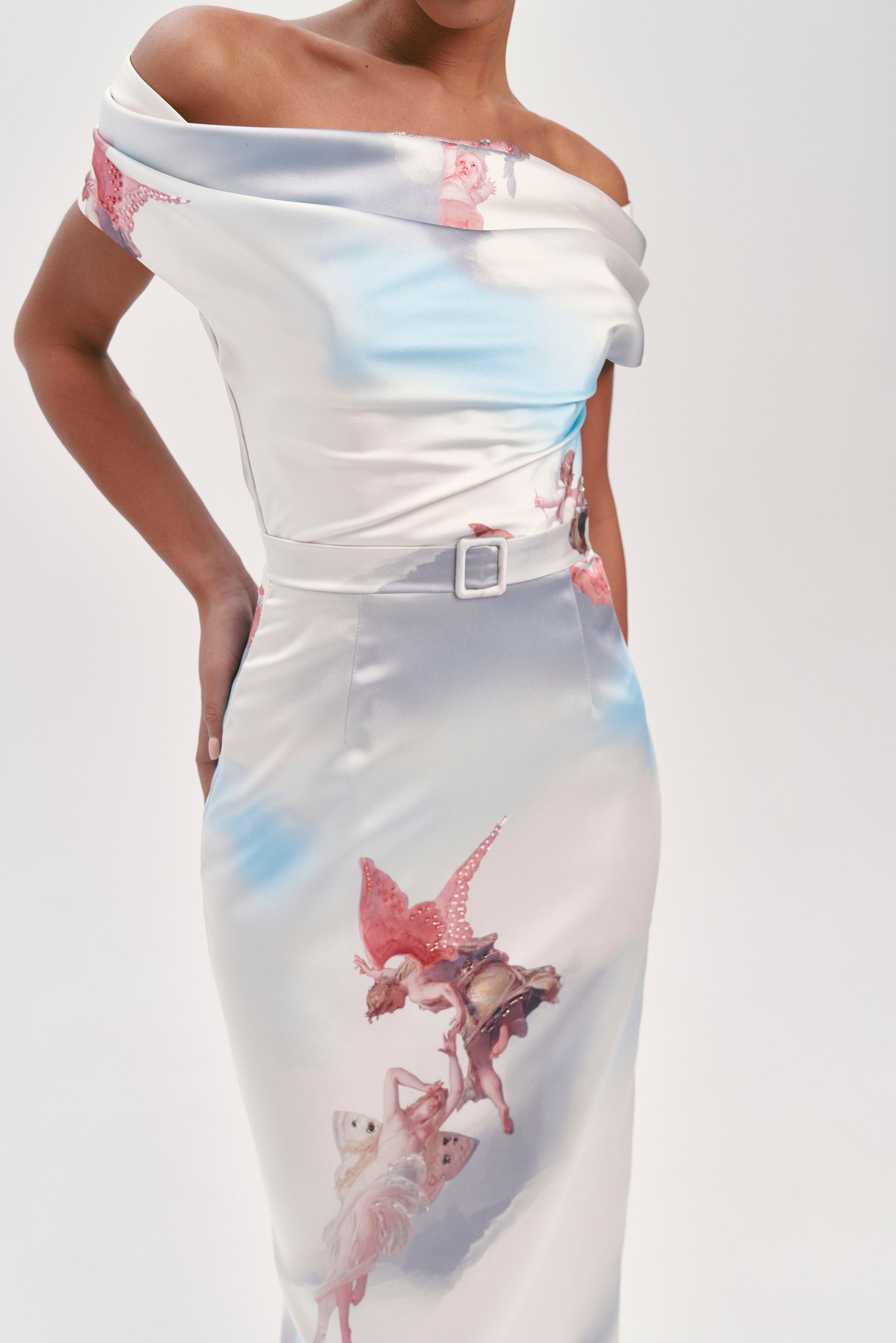 Floor-length satin dress