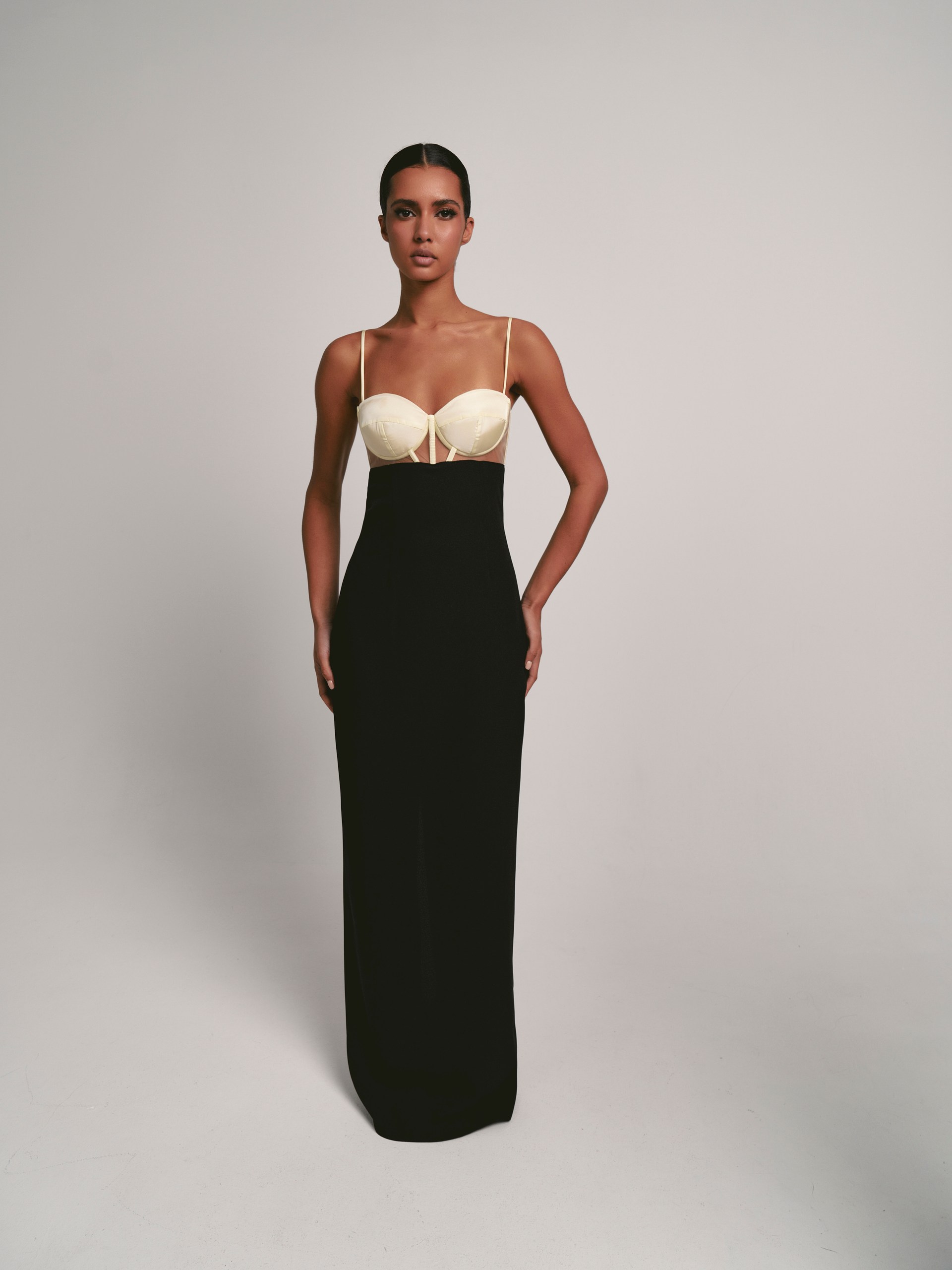 Crepe floor-length dress