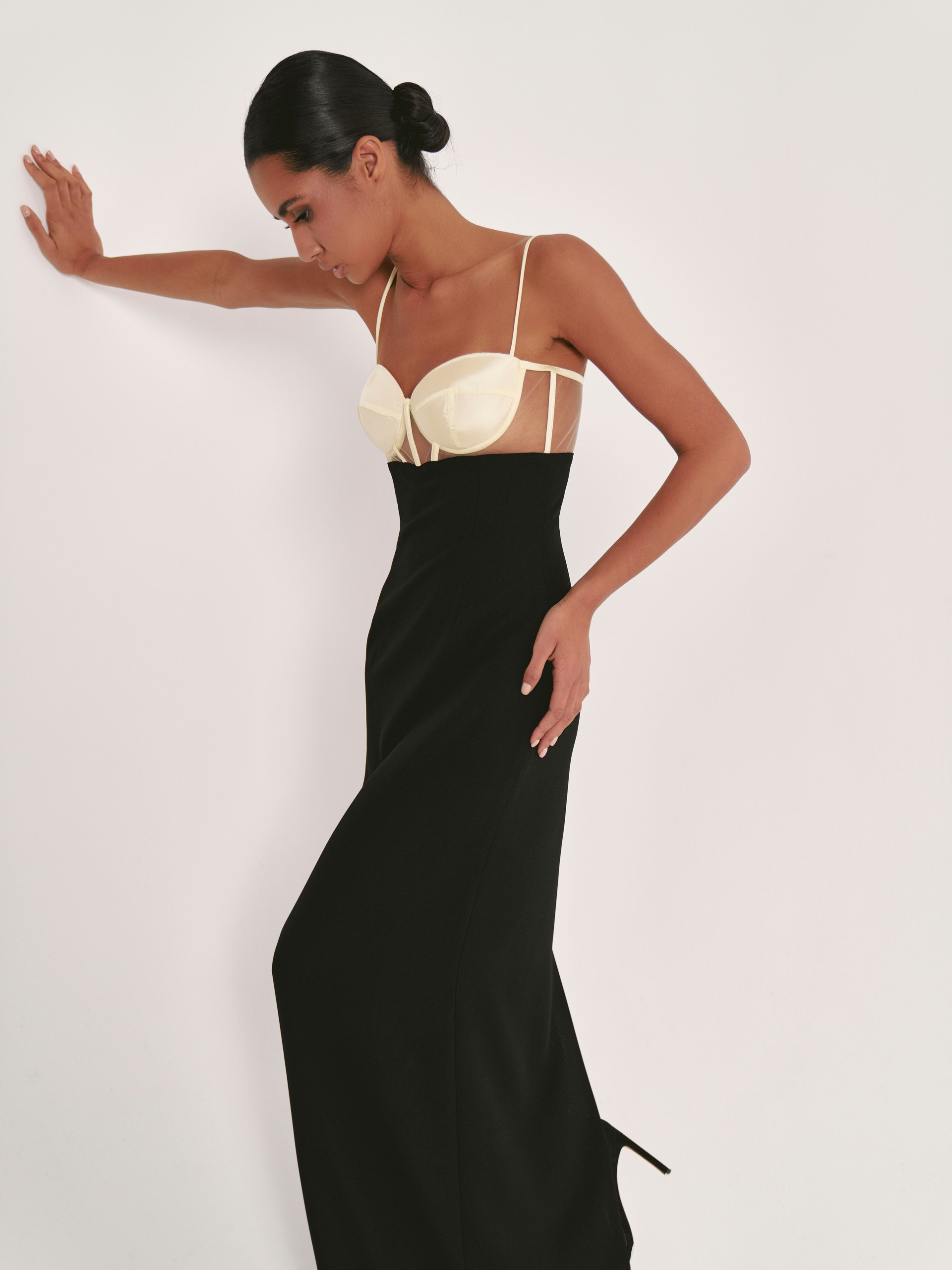 Crepe floor-length dress