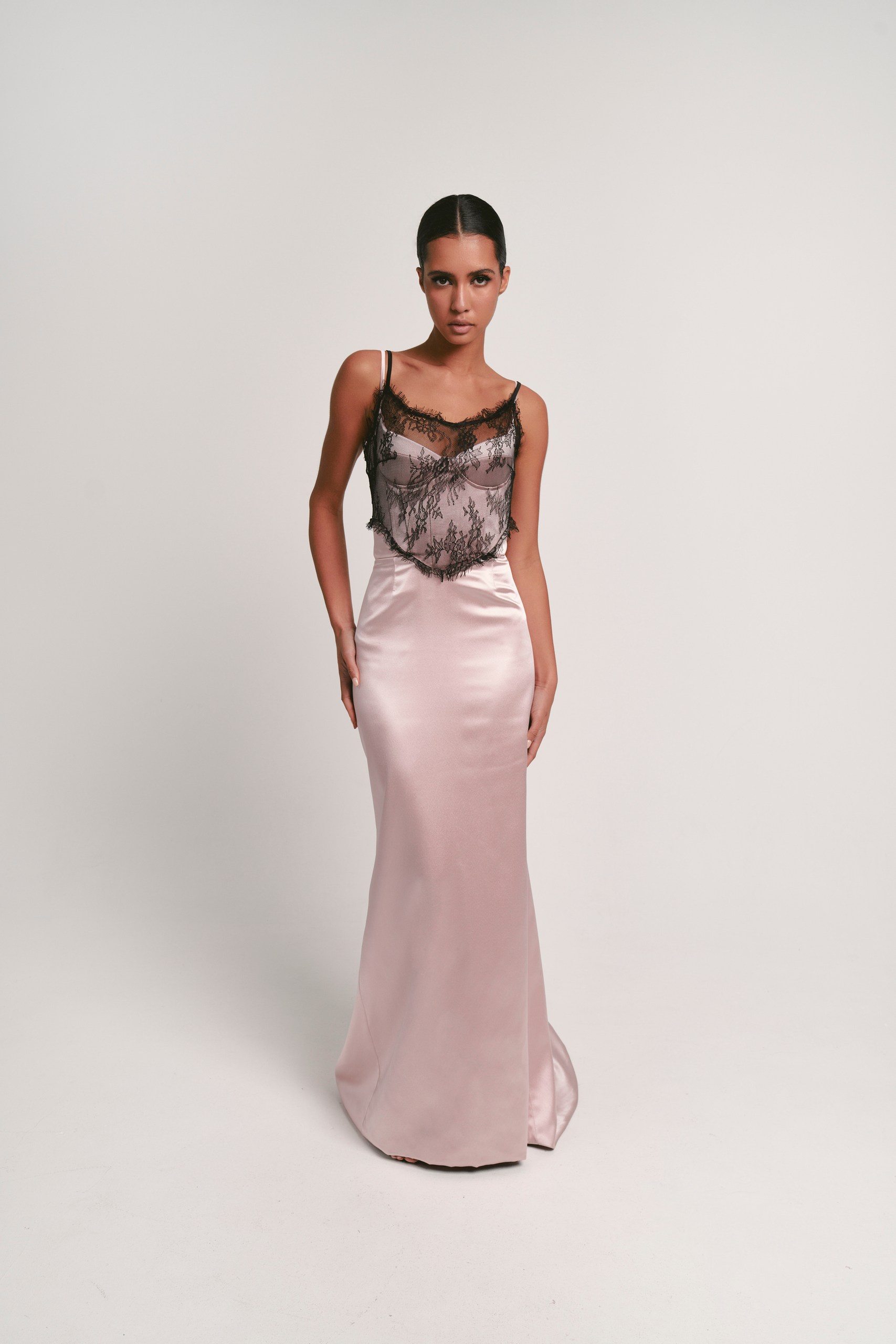 Floor-length satin dress